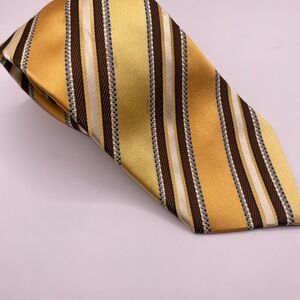 Ermenegildo Zegna Gold and Brown Striped Tie